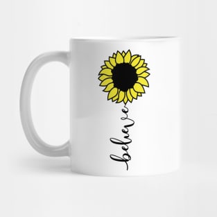 Believe Inspirational Sunflower Graphic Art Mug